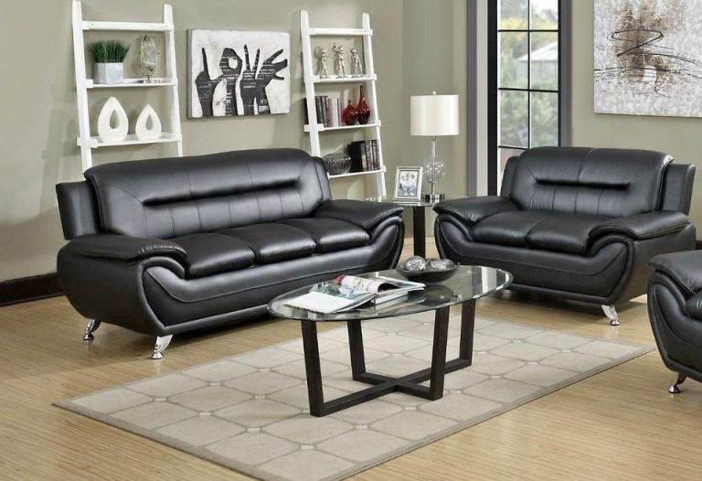 Modern Leather Sofa – Best Deal - 3 2 seater set ( Sheeraz leather Sofa Set) Black BRAND NEW SOFA 
