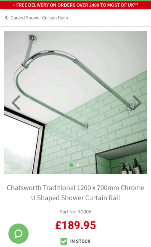 Chrome shower curtain rail