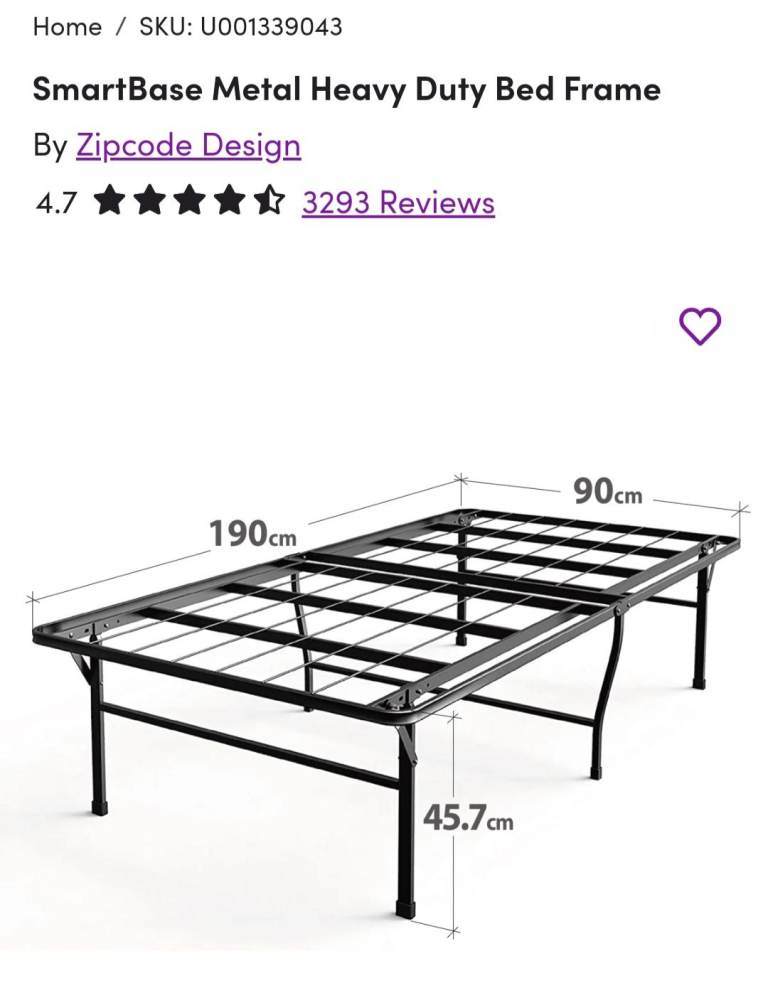 Single Bed Frame - Metal Heavy Duty