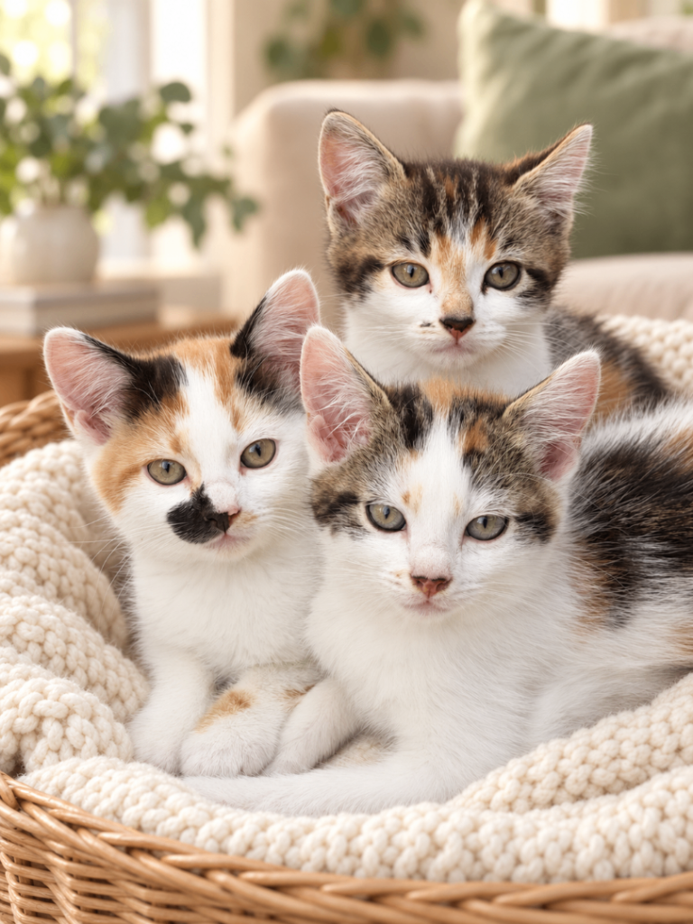 3 calico female kittens