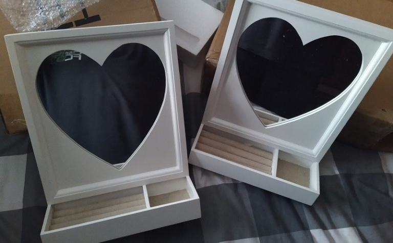Heart Mirror / Jewellery Holder (New/Boxed) Two Available (£12 For Both)