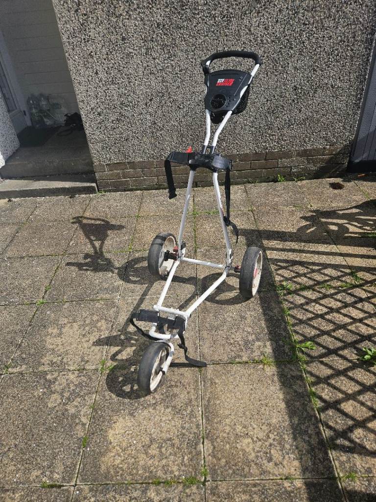 White EZEGLIDE Cruiser 3-Wheel Golf Push Trolley - Good Condition