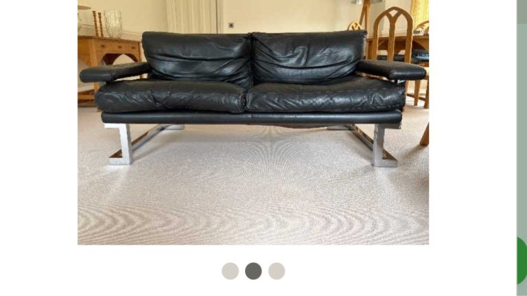 Pieff 1970s leather and chrome sofa 