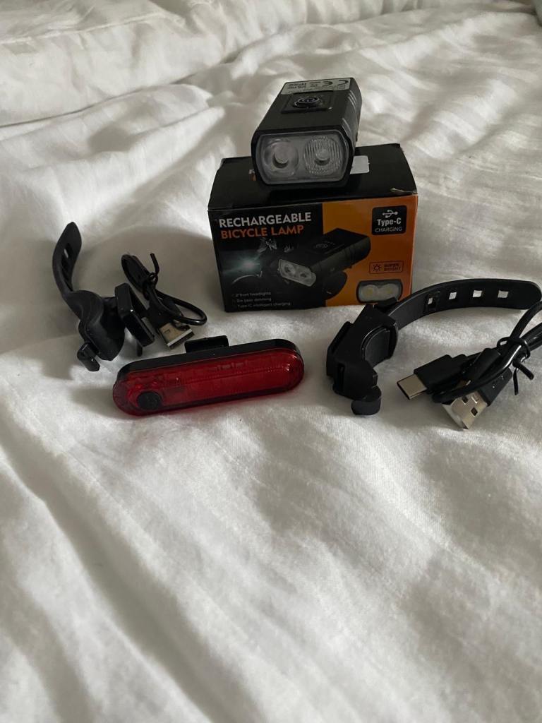 Rechargeable Bicycle Lamp Set - Front & Rear Lights, As Good As New