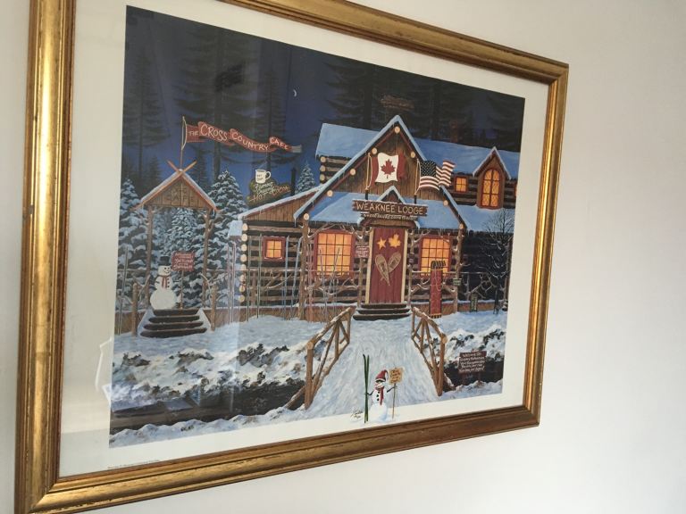Christmas limited print by Tom Neel. "Weak Knee Lodge"