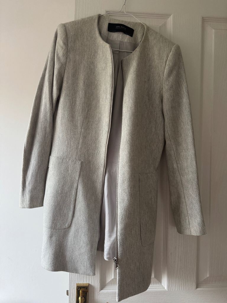 ZARA light grey coat with zip size 10