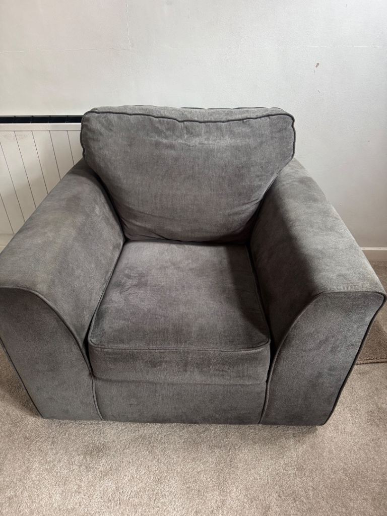 Comfy Grey Fabric Armchair – Good Condition
