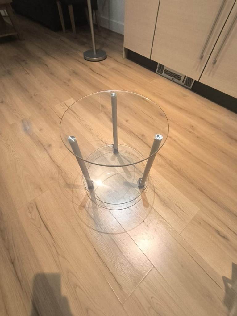 Modern Round Glass Side Table with Chrome Legs