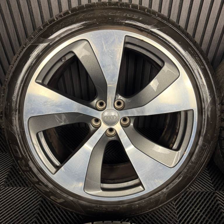 21'' GENUINE AUDI Q7 S LINE 5 SPOKE ALLOY WHEELS ALLOYS TYRES TOUAREG