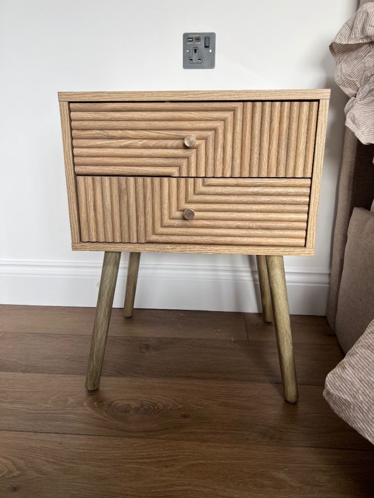 2 x Light wood 2 drawer bedside tables 