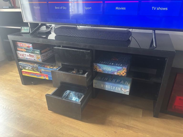 FREE - Large Black TV Stand with Drawers & Shelves