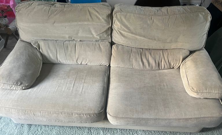 Comfortable 2-Seater Fabric Sofa – Beige