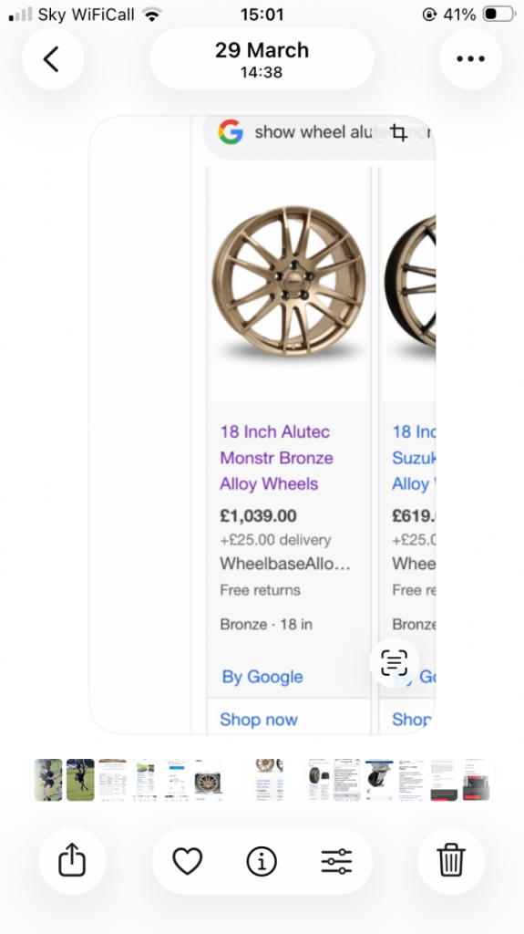 Car wheels and tyres 18”