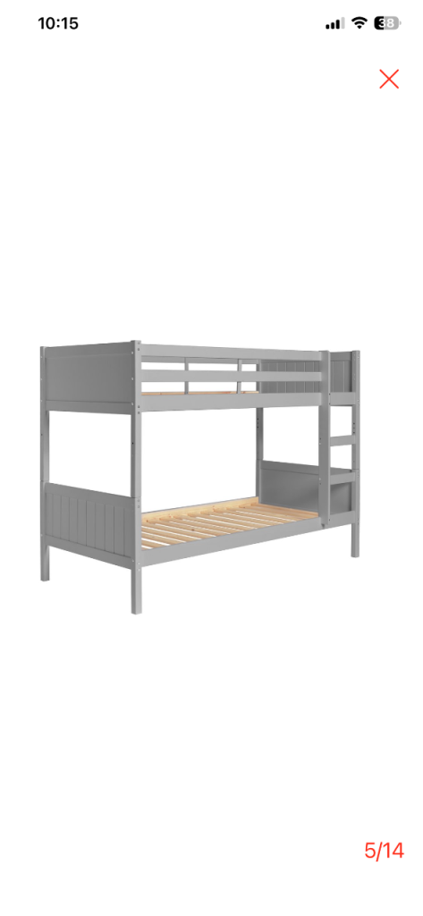 Grey Bunk Beds with Ladder - Brand New
