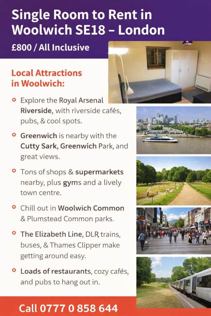 SINGEL ROOM TO LET IN WOOLWICH. LONDON. SE18