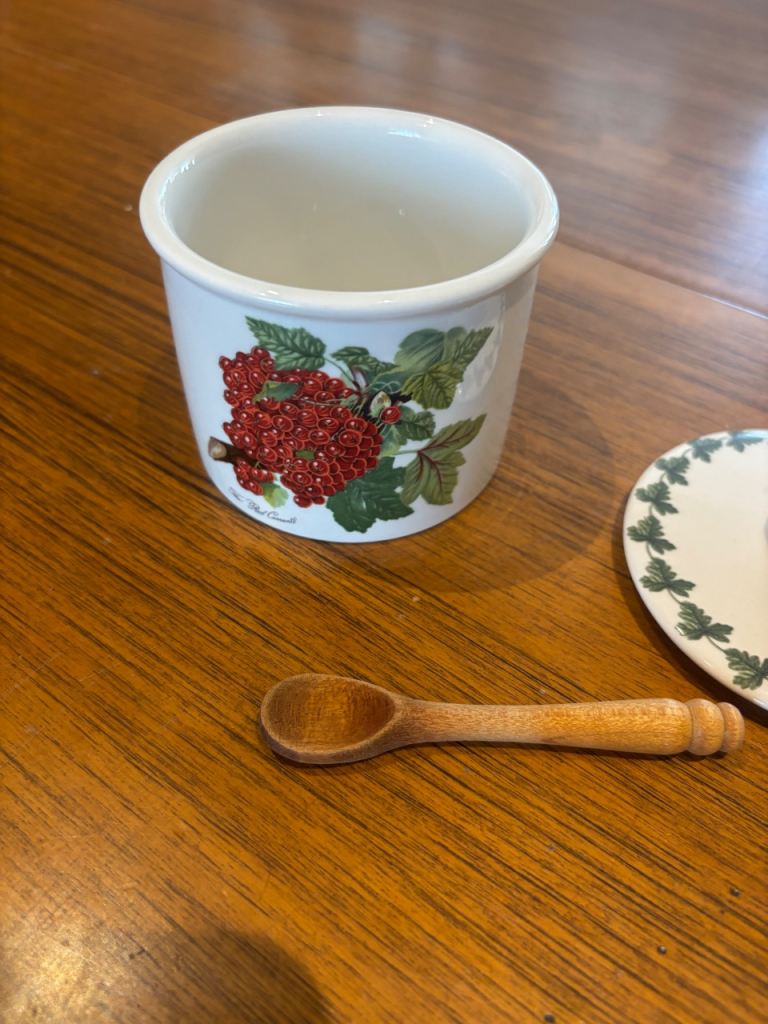 Vintage Portmeirion Botanic Garden Jam/Sugar Pot with Spoon