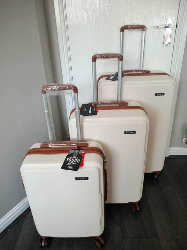 KONO KSK2494 3-Piece Suitcase Set – Cream, Brand New