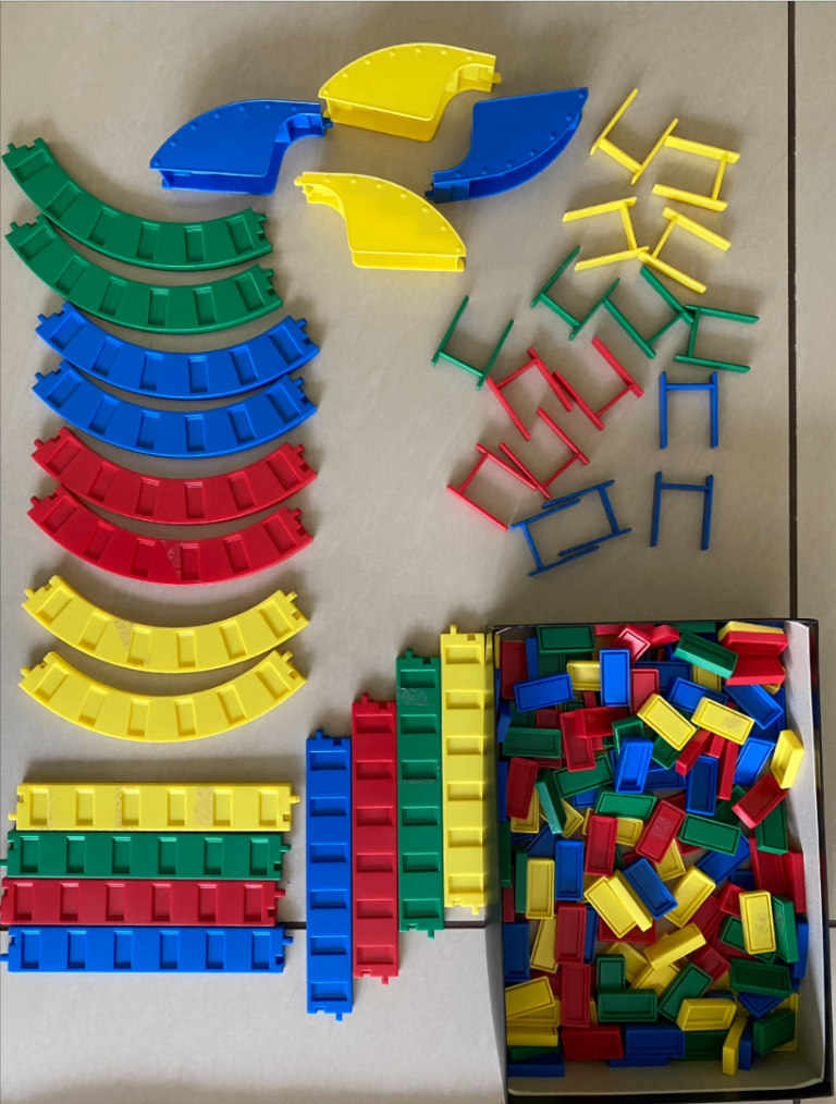 Domino rally pieces, no original box, includes around 200 pieces