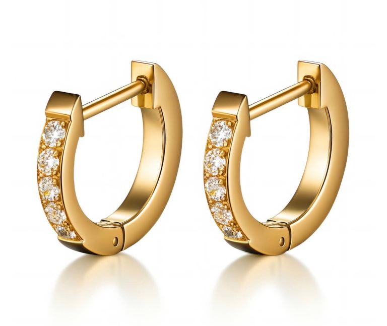 New 18k gold plated Hoop earrings with crystal stones 