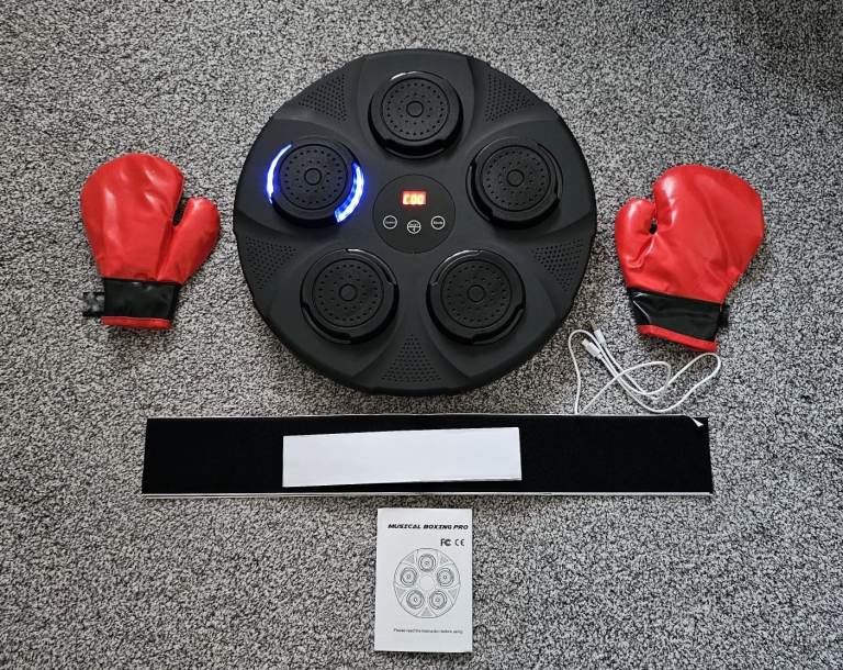 Kids Bluetooth LED Light Wall Mounted Punching Machine with 9 Modes & Speed Levels & USB Charging