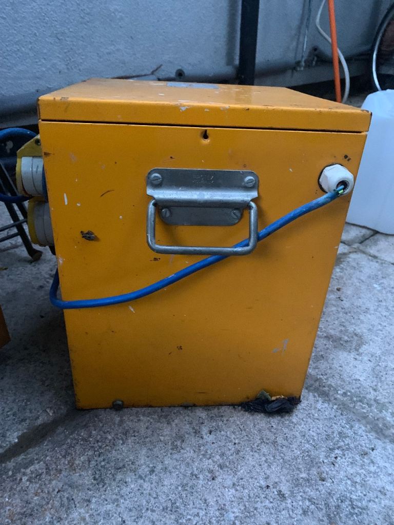 Industrial Power Transformer Box – Yellow, Fair Condition