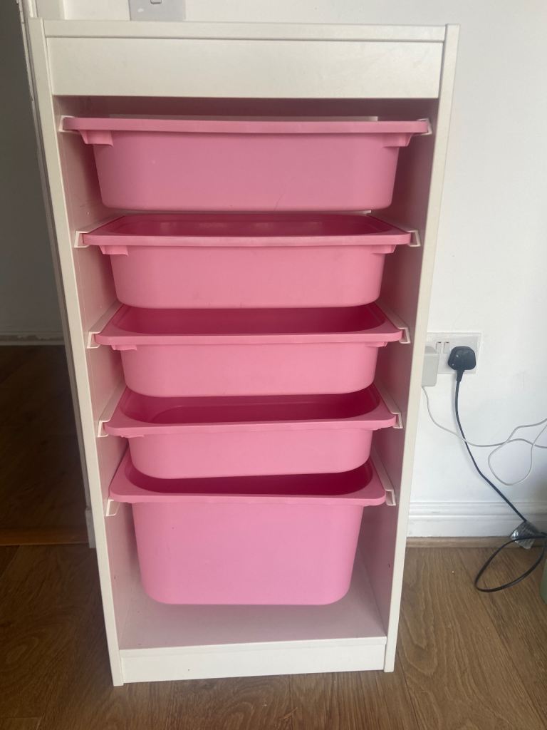 IKEA TROFAST Storage Unit with Pink Bins – Good Condition | in ...