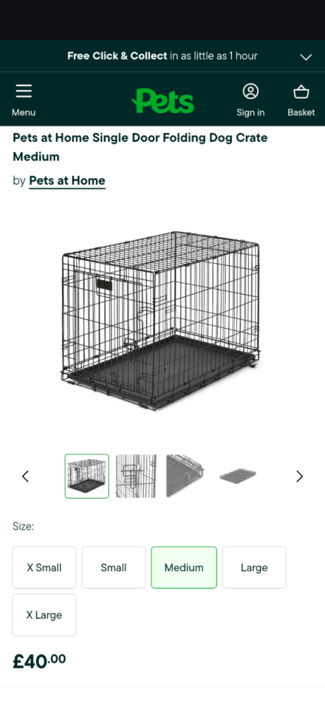 Pets at home collapsible dog crate medium 