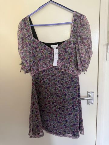 topshop purple floral dress Topshop drape neck maxi dress in large purple floral