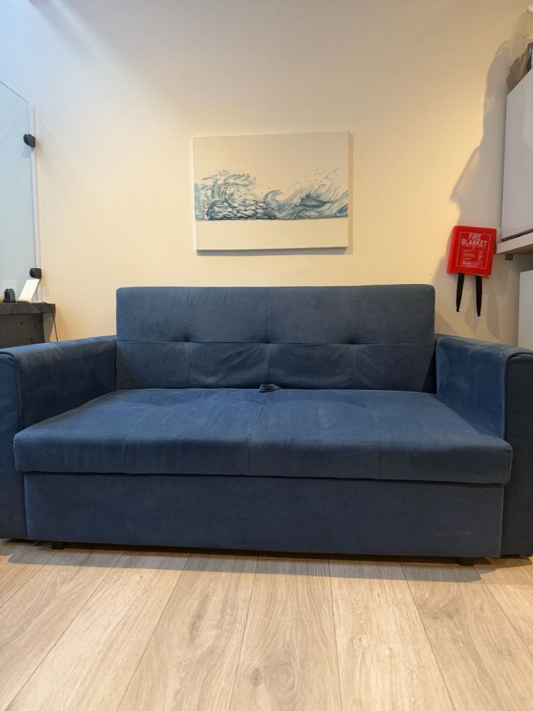 2-Seater Convertible Sofa Bed with Storage - Blue