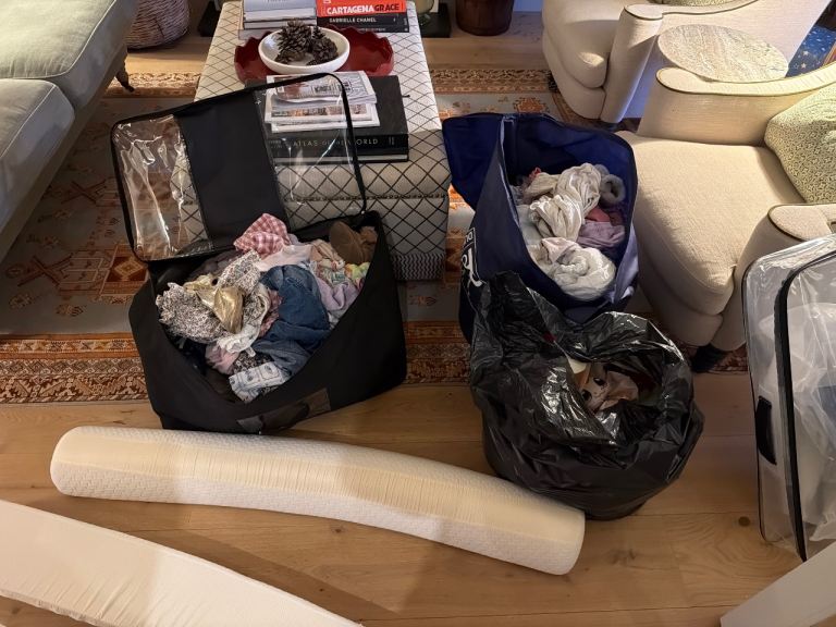 Two huge sacks of children’s clothes ages from 0-6. Then one back with cuddle toys 