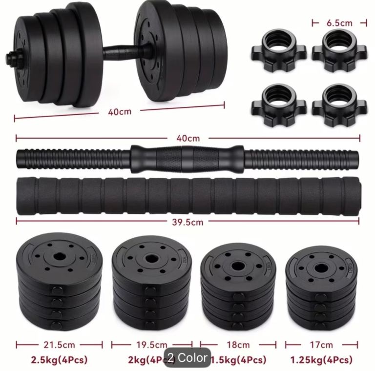 30KG Adjustable Dumbbells & Barbell Set with Connecting Rod Home Gym Weight Lifting Training Kit