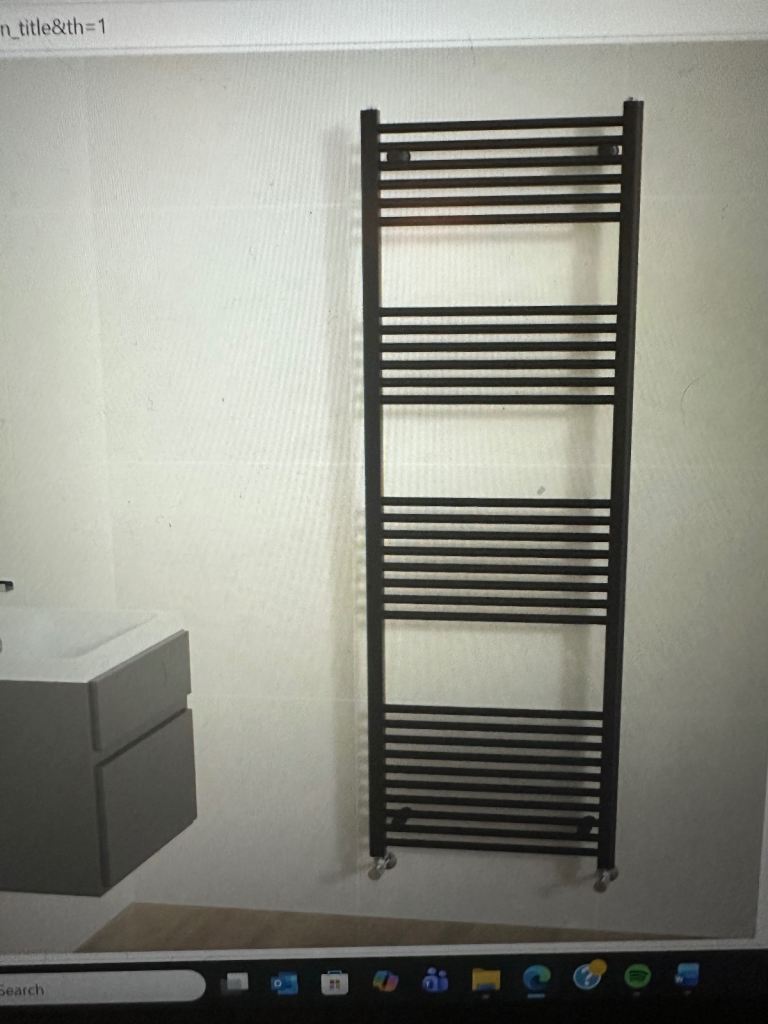 Straight black bathroom towel rail