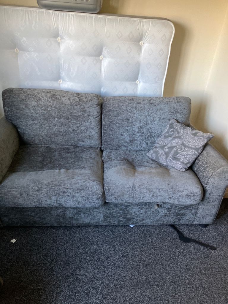 Light blue/grey double sofa bed