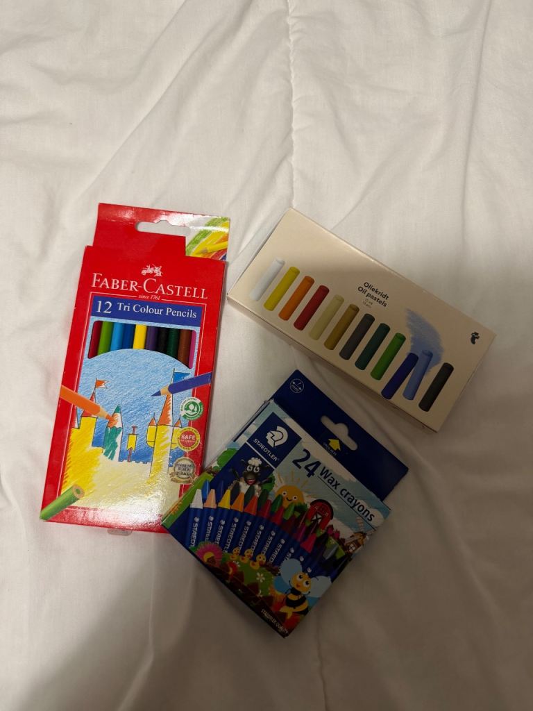 Art Supplies: Crayons, Colour-Pencils, Oil Pastels, 2B Pencils