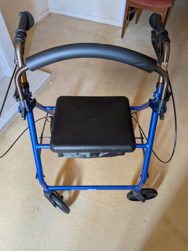 Blue Mobility Walker with Seat – Good Condition