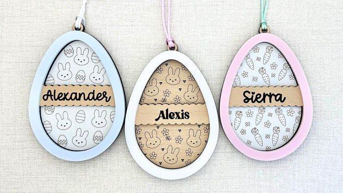 🐰 Personalised Layered Wooden Easter Egg Ornaments