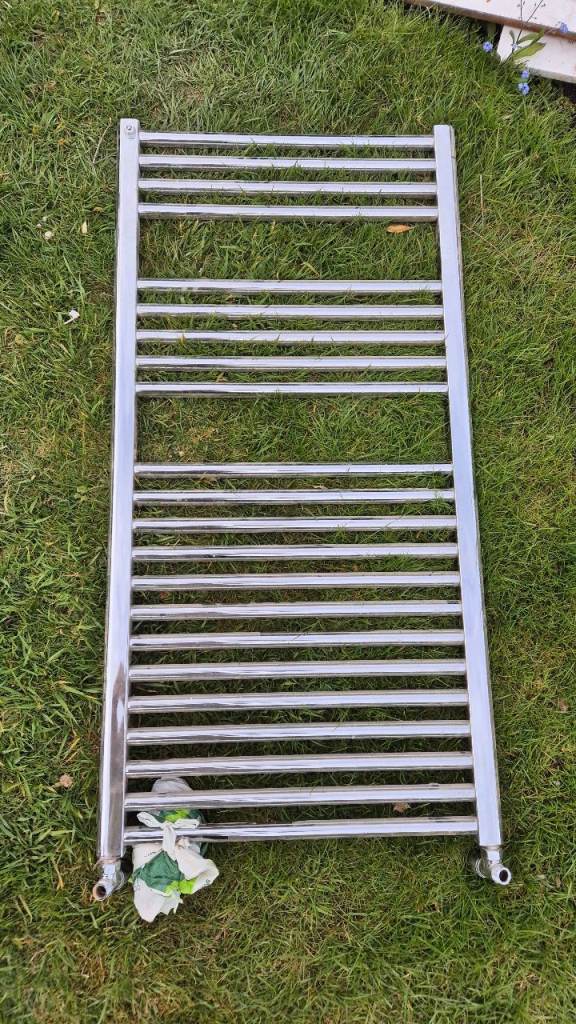 1200 x 600mm chrome towel radiator (central heating)