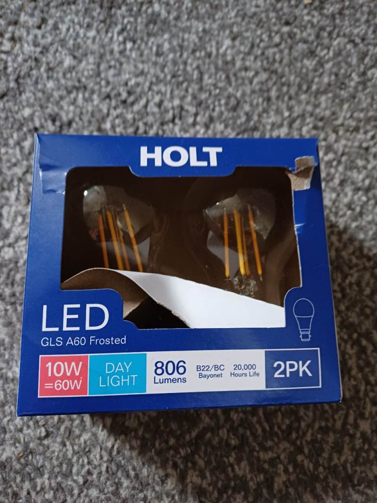 HOLT LED GLS A60 Frosted Light Bulbs 2PK - Day Light