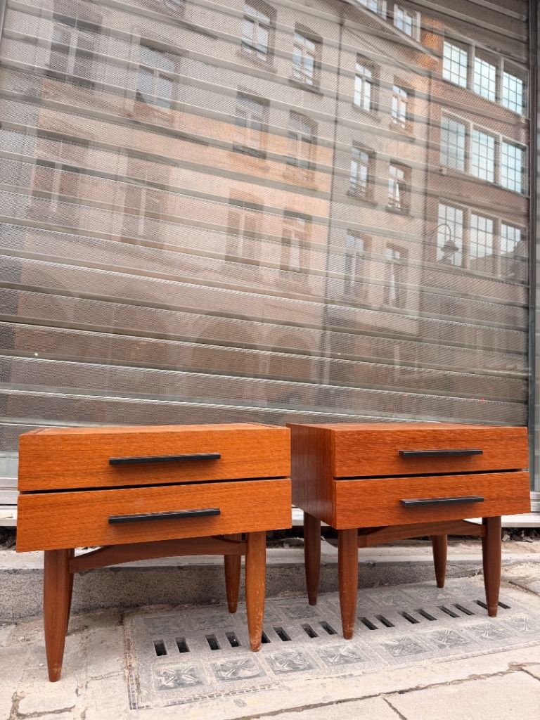 MCM Danish Bedside Lockers – Good Condition, Teak Wood