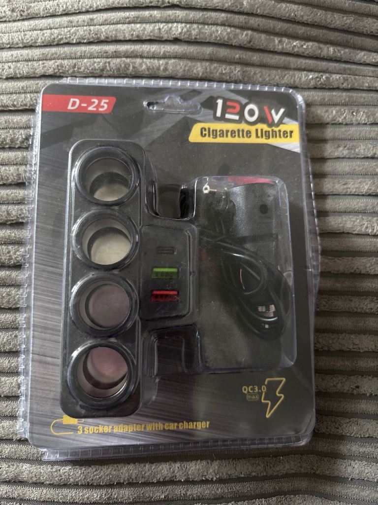 New D-25 120W Cigarette Lighter Socket Adapter with Car Charger