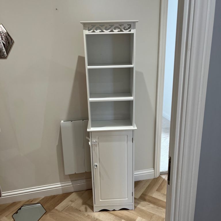 White Bathroom Storage Cabinet – Good Condition