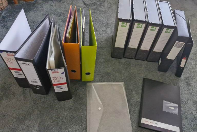 Assorted document files and folders