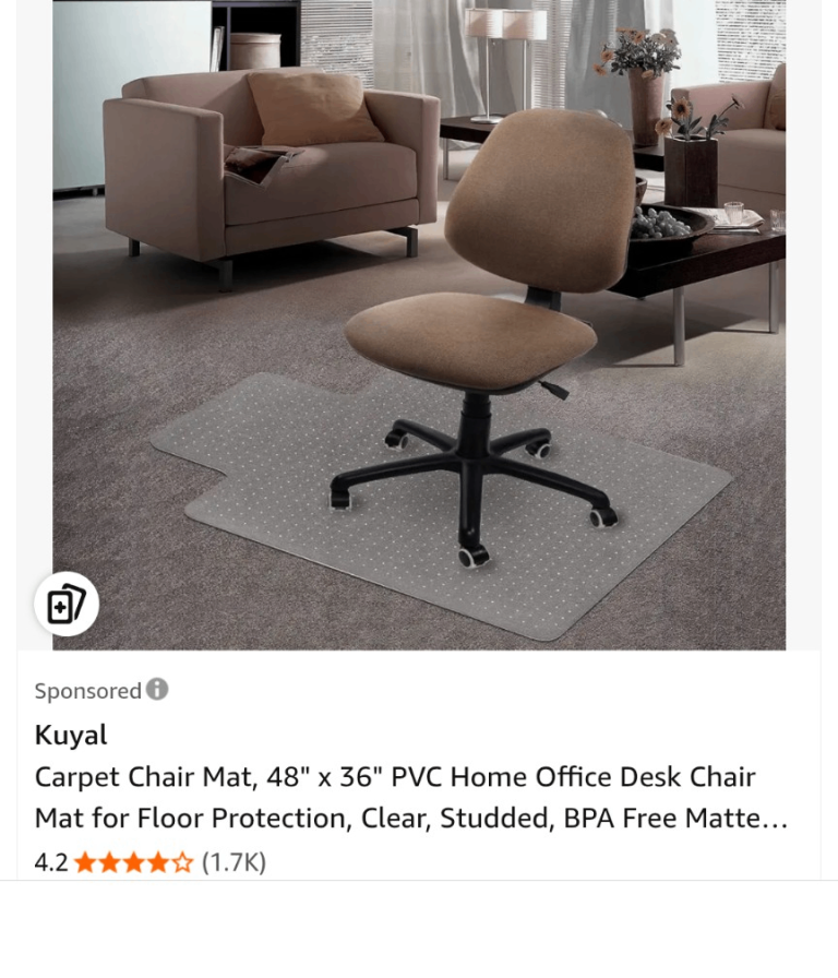 Kuyal chair mat for carpet 