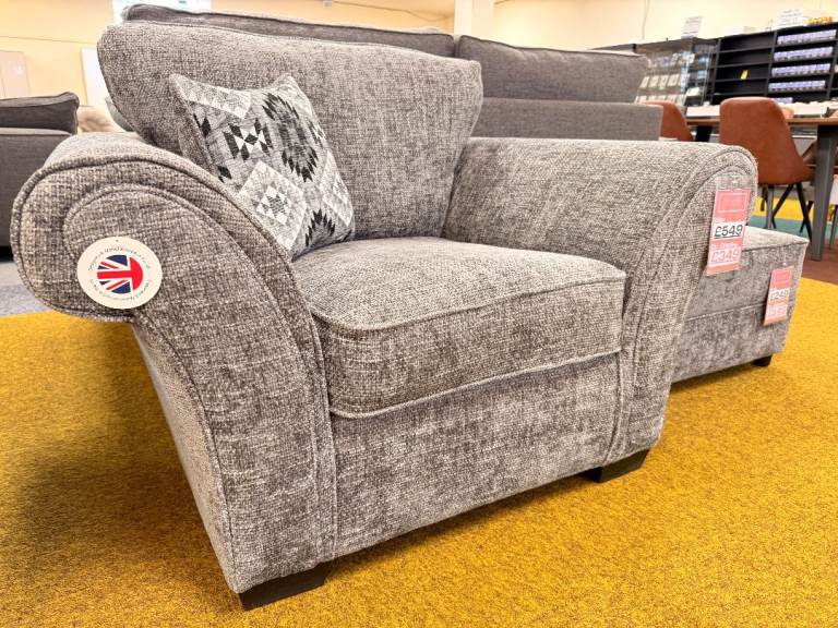 Ex - Display Grey Fabric Armchair  – As Good As New