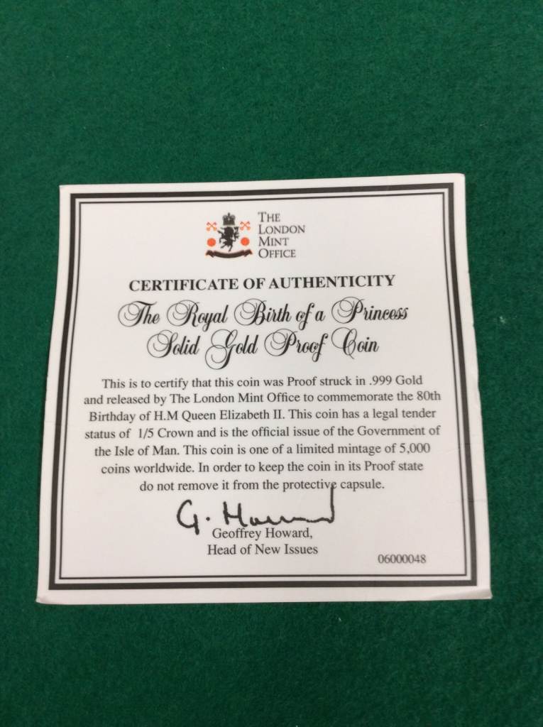 Solid Gold Proof Coin