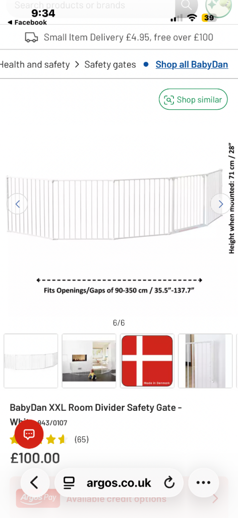 BabyDan XXL Room Divider Safety Gate – White, Good Condition