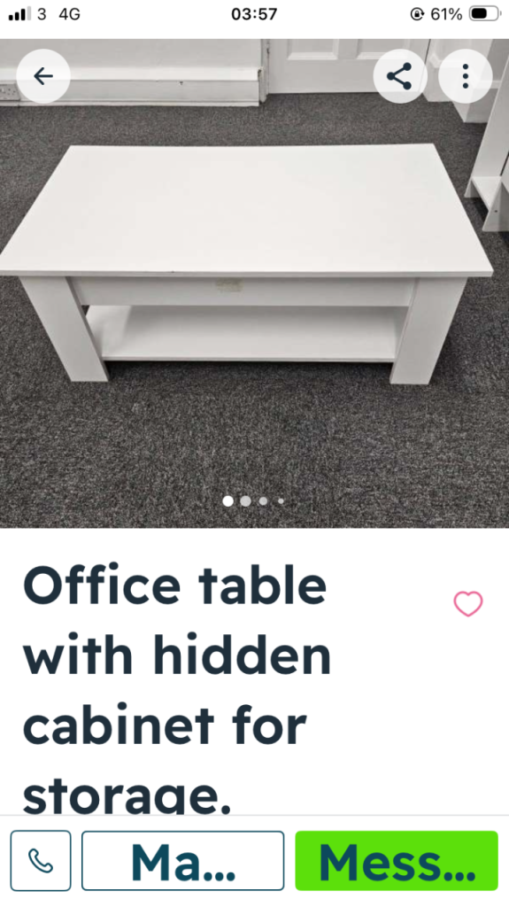 Gray coffee table with pull out storge