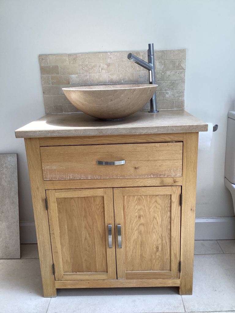 Marble wash basin oak vanity units