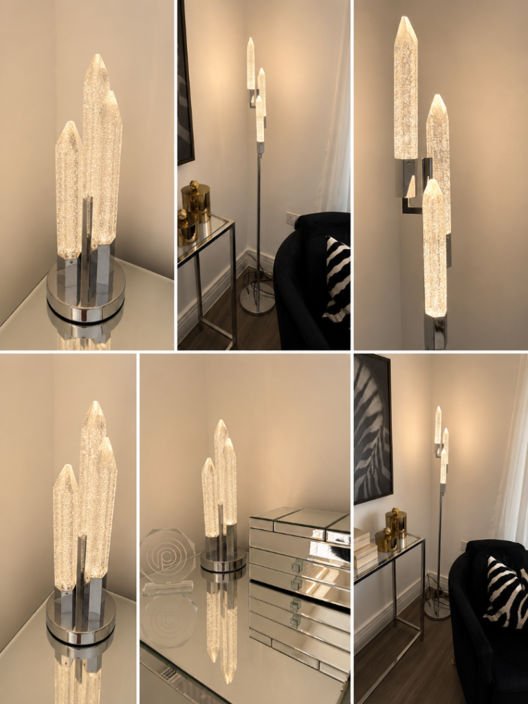 Luxury Crystal Effect Table Lamp – Chrome Finish – Matching Floor Lamp Available