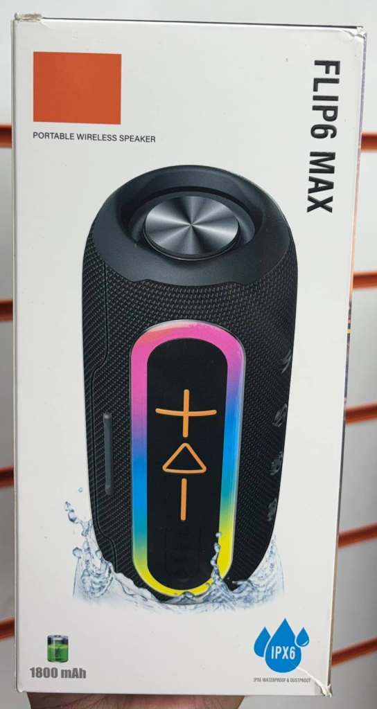 FLIP6 MAX Portable Wireless Speaker – IPX6 Waterproof, RGB Lights, 6H Playtime